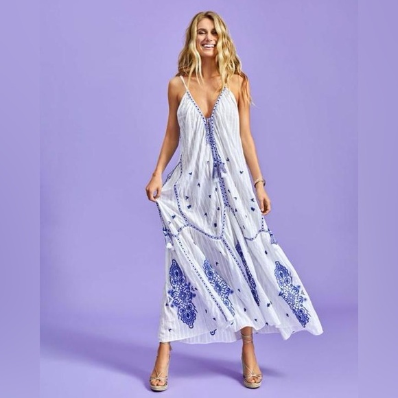 Ramy Brook Dresses & Skirts - Ramy Brook Taryn dress cover up Azure White Embroidered Dress